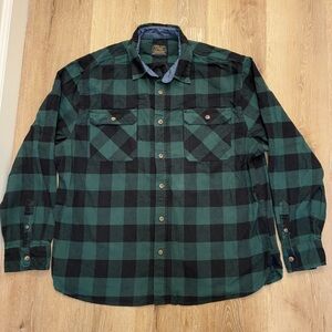 Jachs MFG Heritage Flannel Shirt Mens XXL Green Black Plaid Button Up
